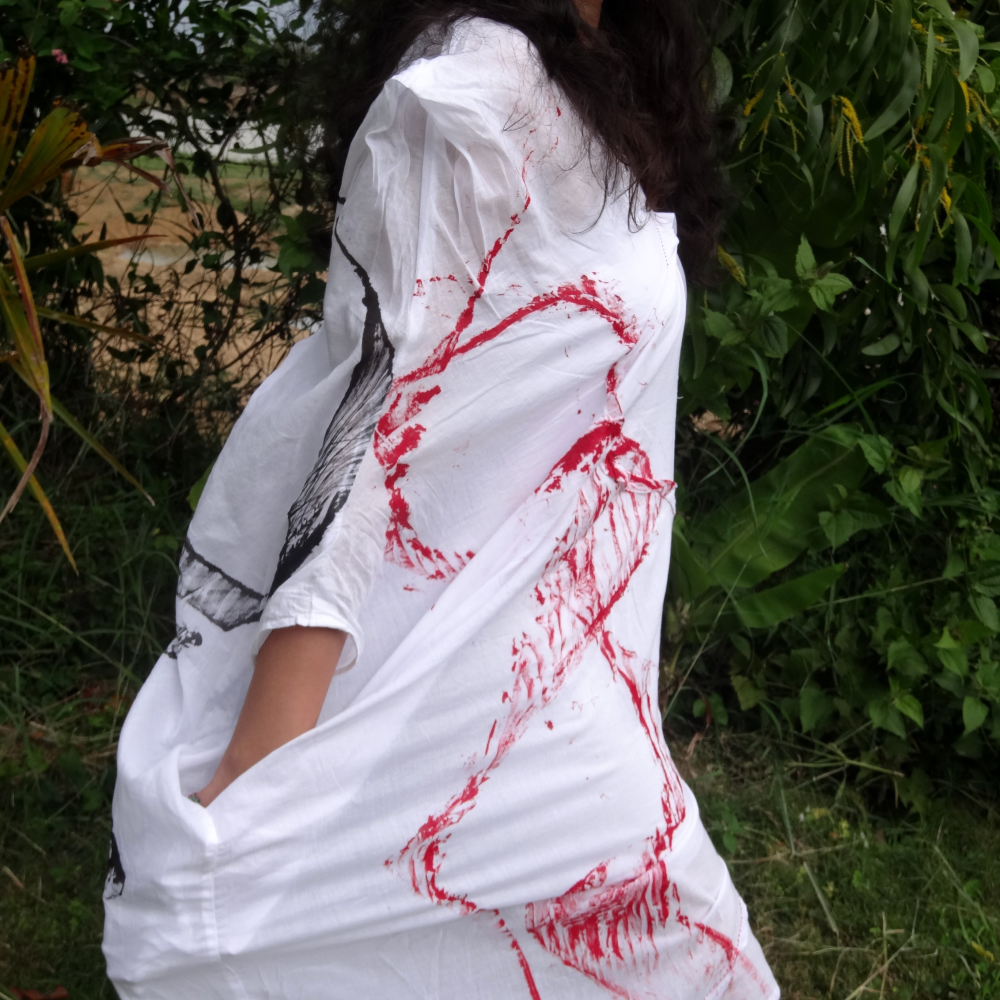 DC 'New Beginning' dress| Anti-fit, Hand-painted, Zero-waste design