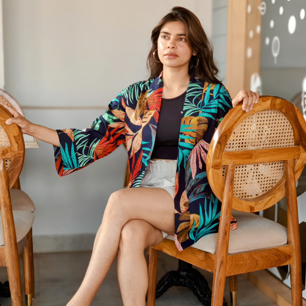 Free Size Palm leaf Kimono-Shrug