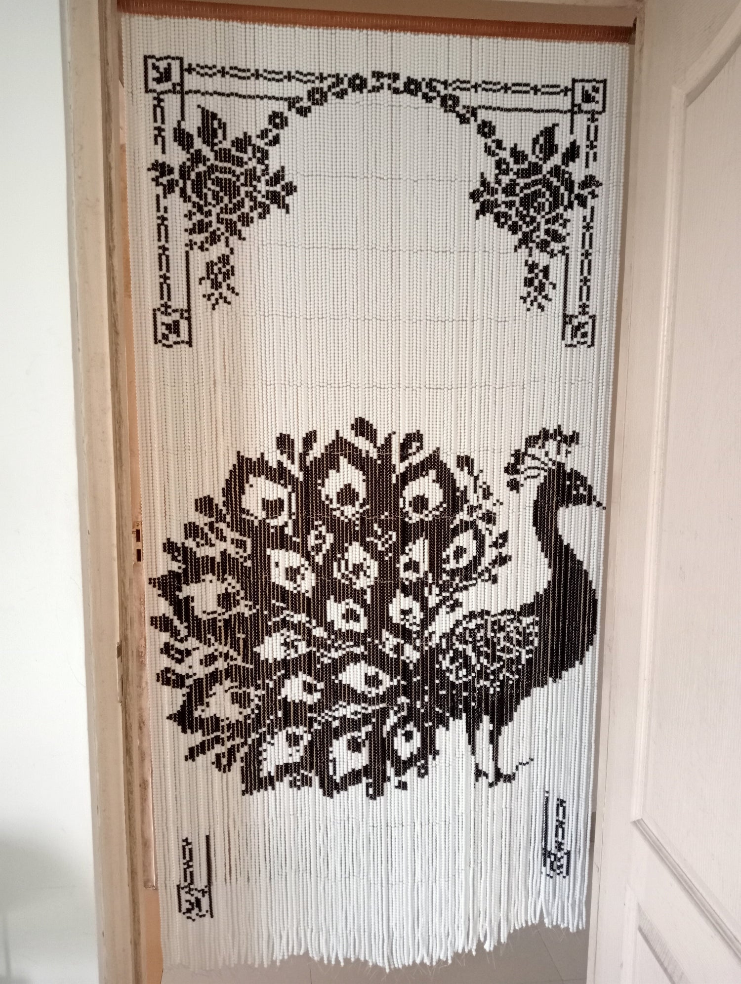 Pixel Glass Bead Curtain - Peacock Design - For Room Doors - Living Room Partitions