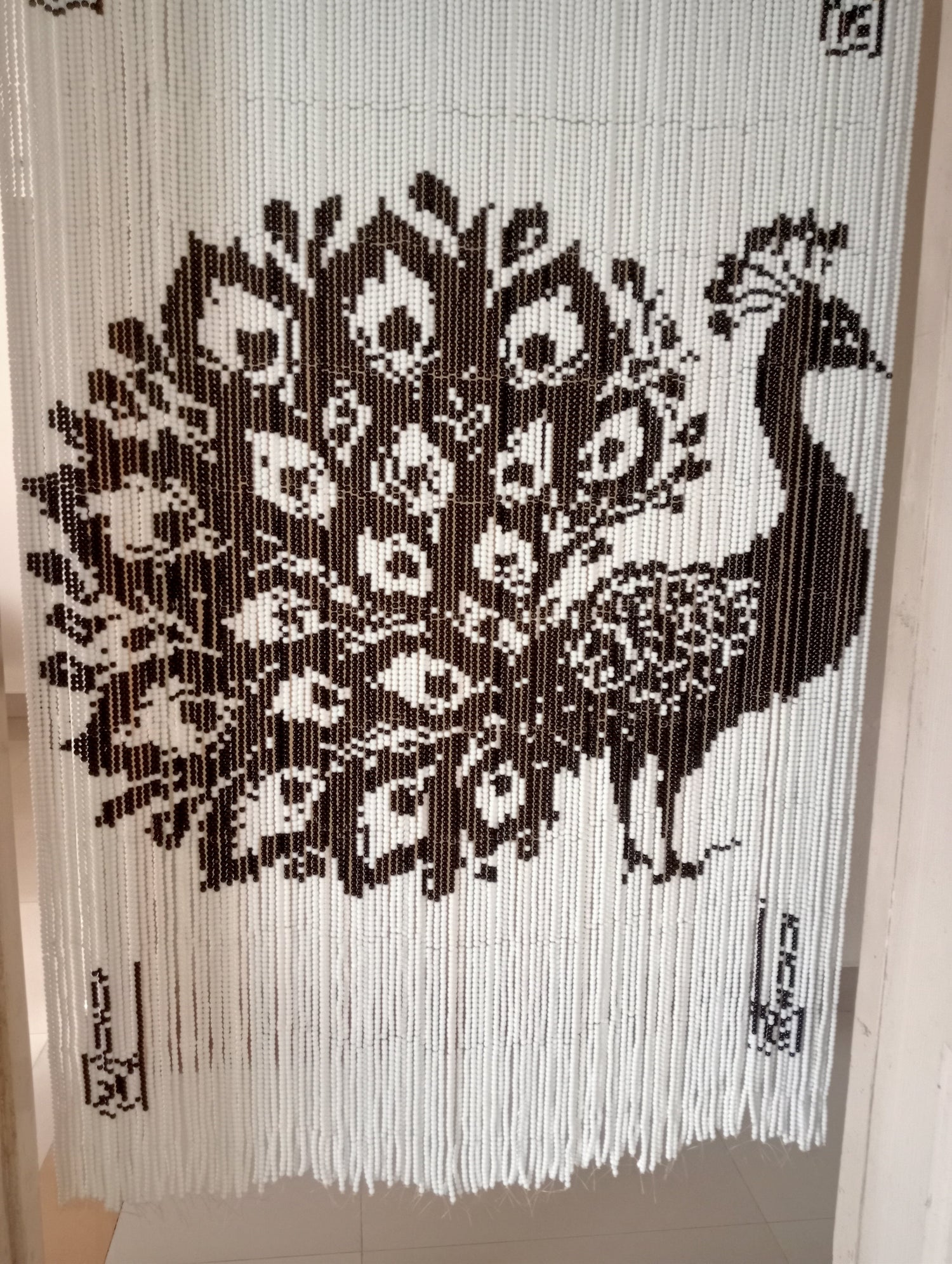 Pixel Glass Bead Curtain - Peacock Design - For Room Doors - Living Room Partitions