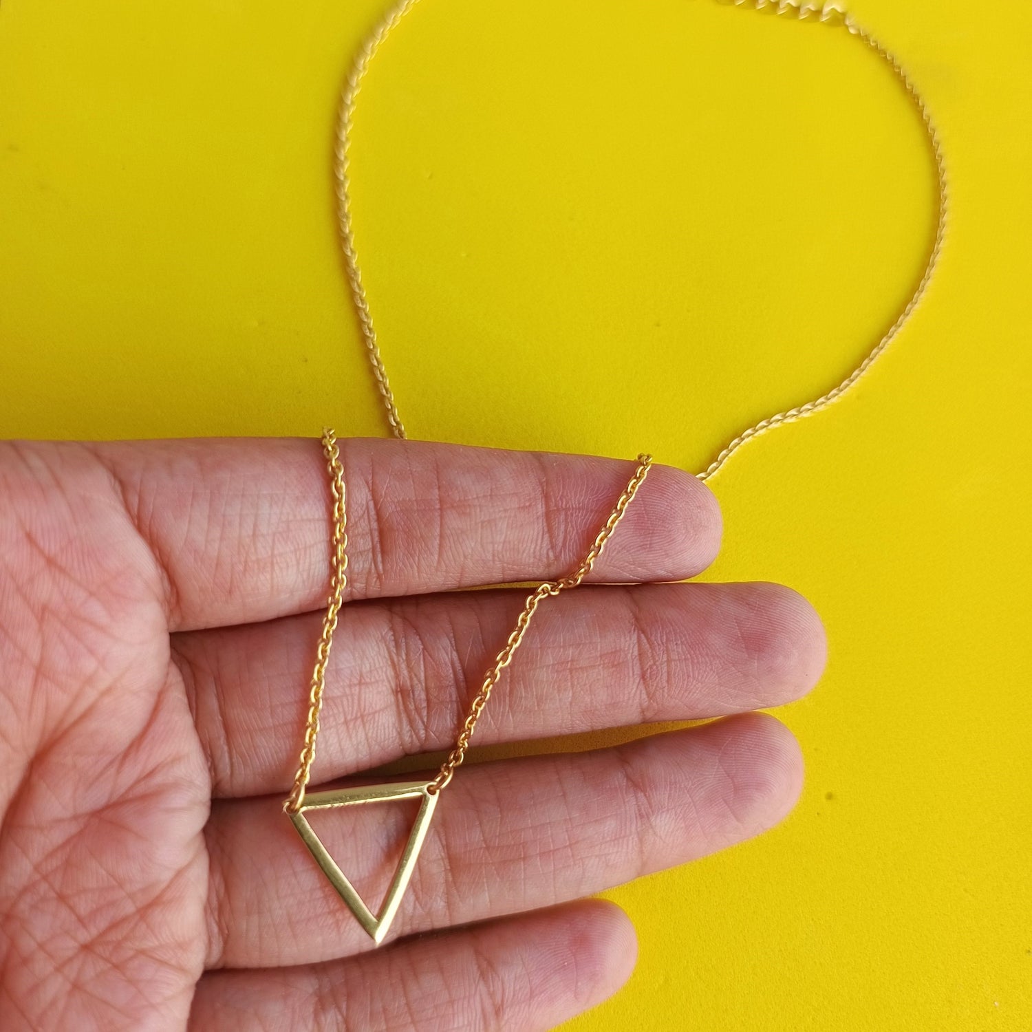 Triangle Pendant |  Golden Pendant Necklace | Adjustable chain