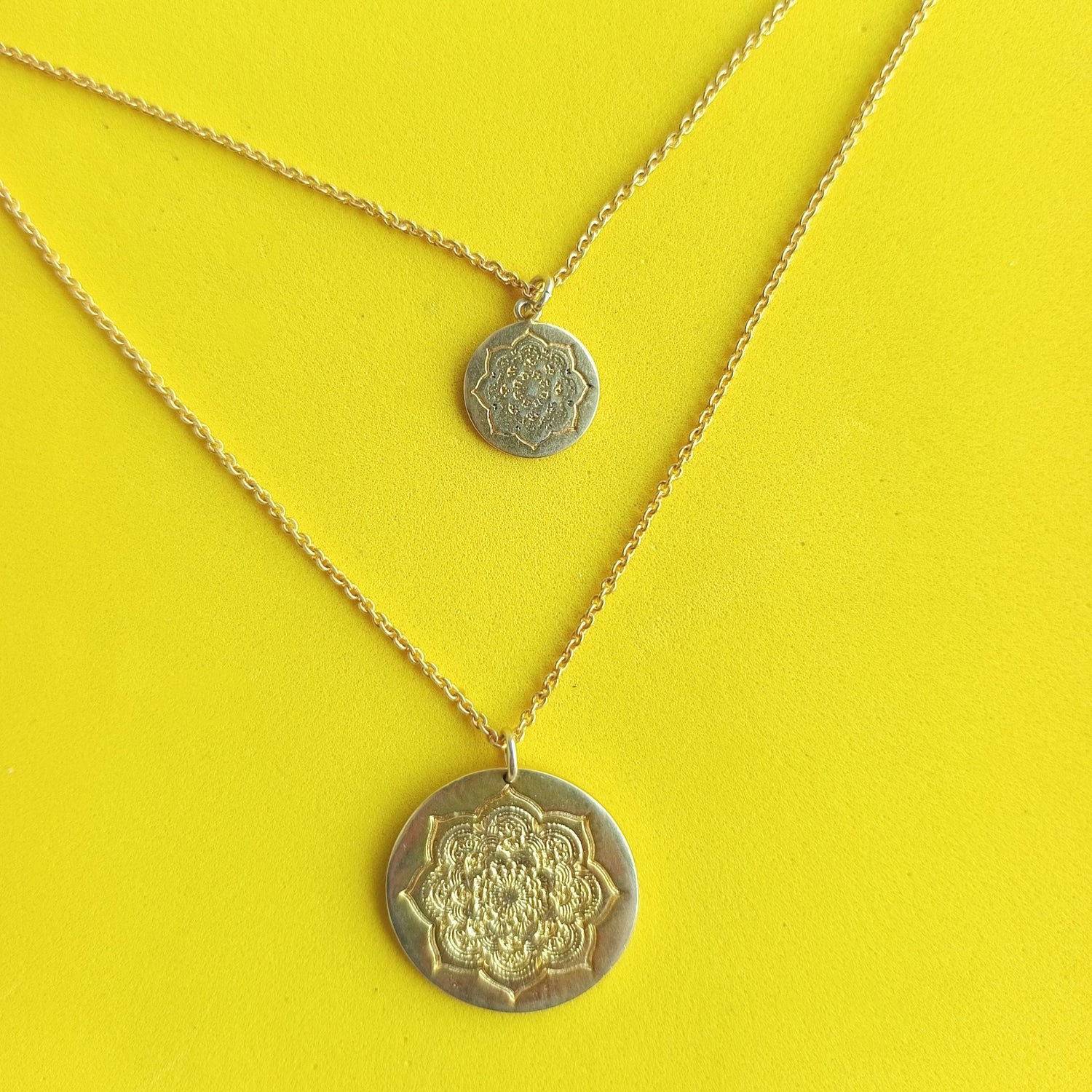 Chakra Pendant | Two-Layered Golden Chakra Pendant Necklace | Adjustable chain
