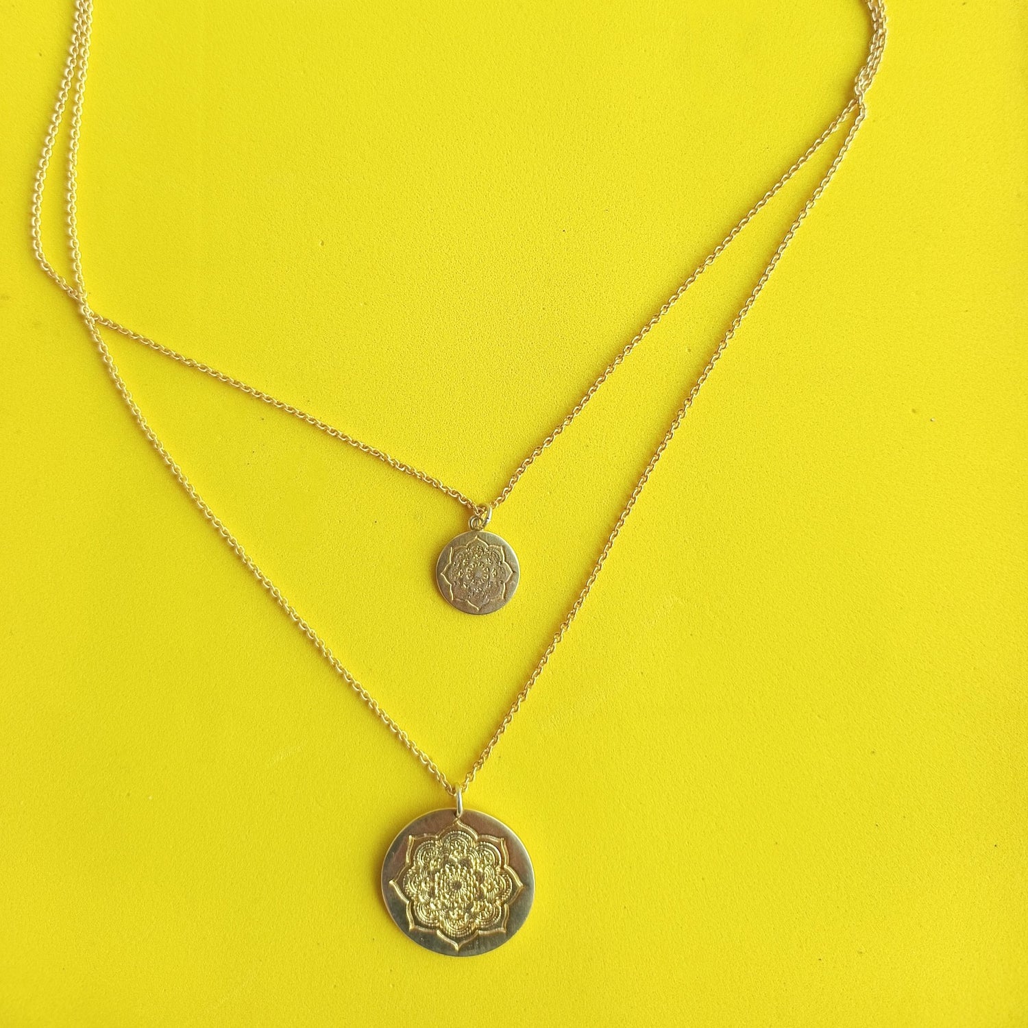 Chakra Pendant | Two-Layered Golden Chakra Pendant Necklace | Adjustable chain