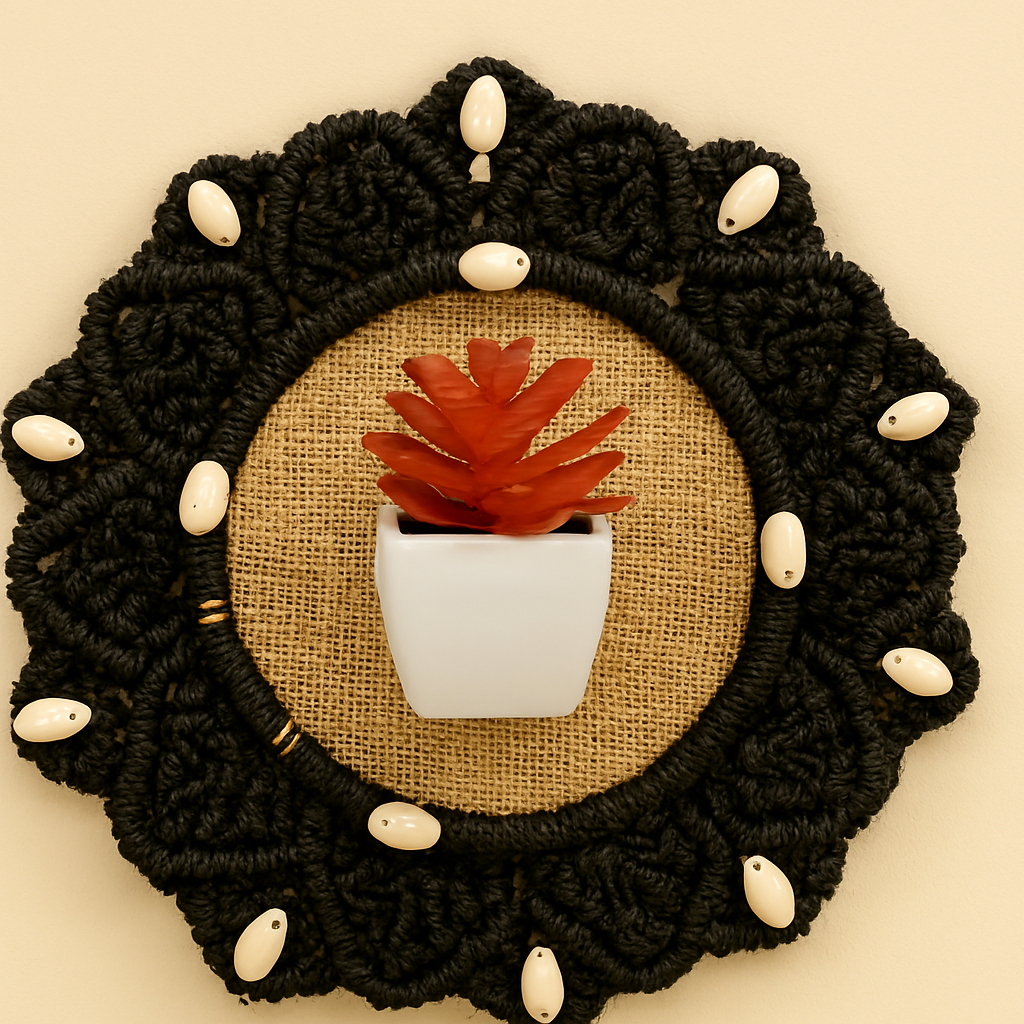 Handcrafted Macramé Wall Hanging with Faux Succulent