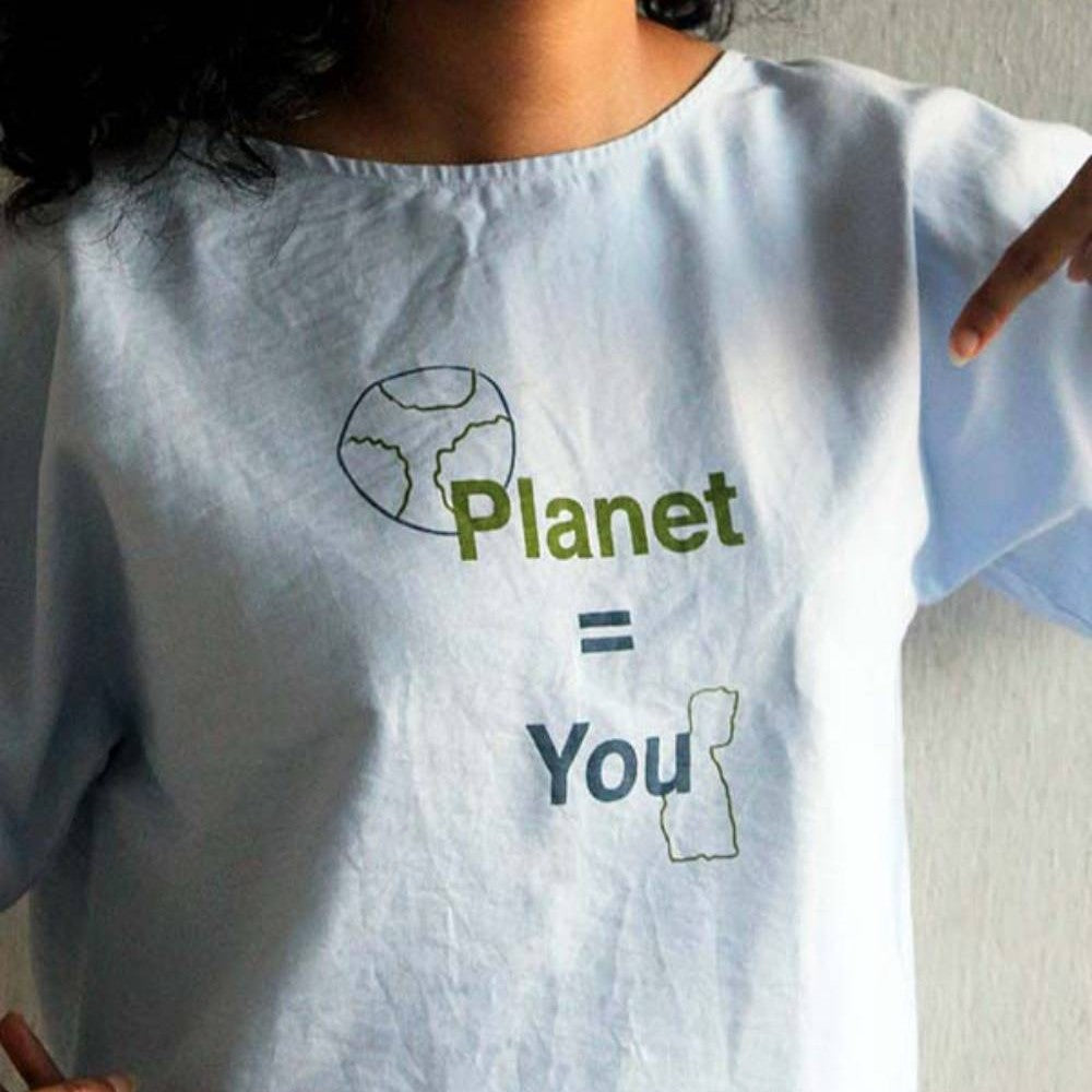 Asian In Me | Cotton Women's Crop-length Blue top I Planet Slow-T