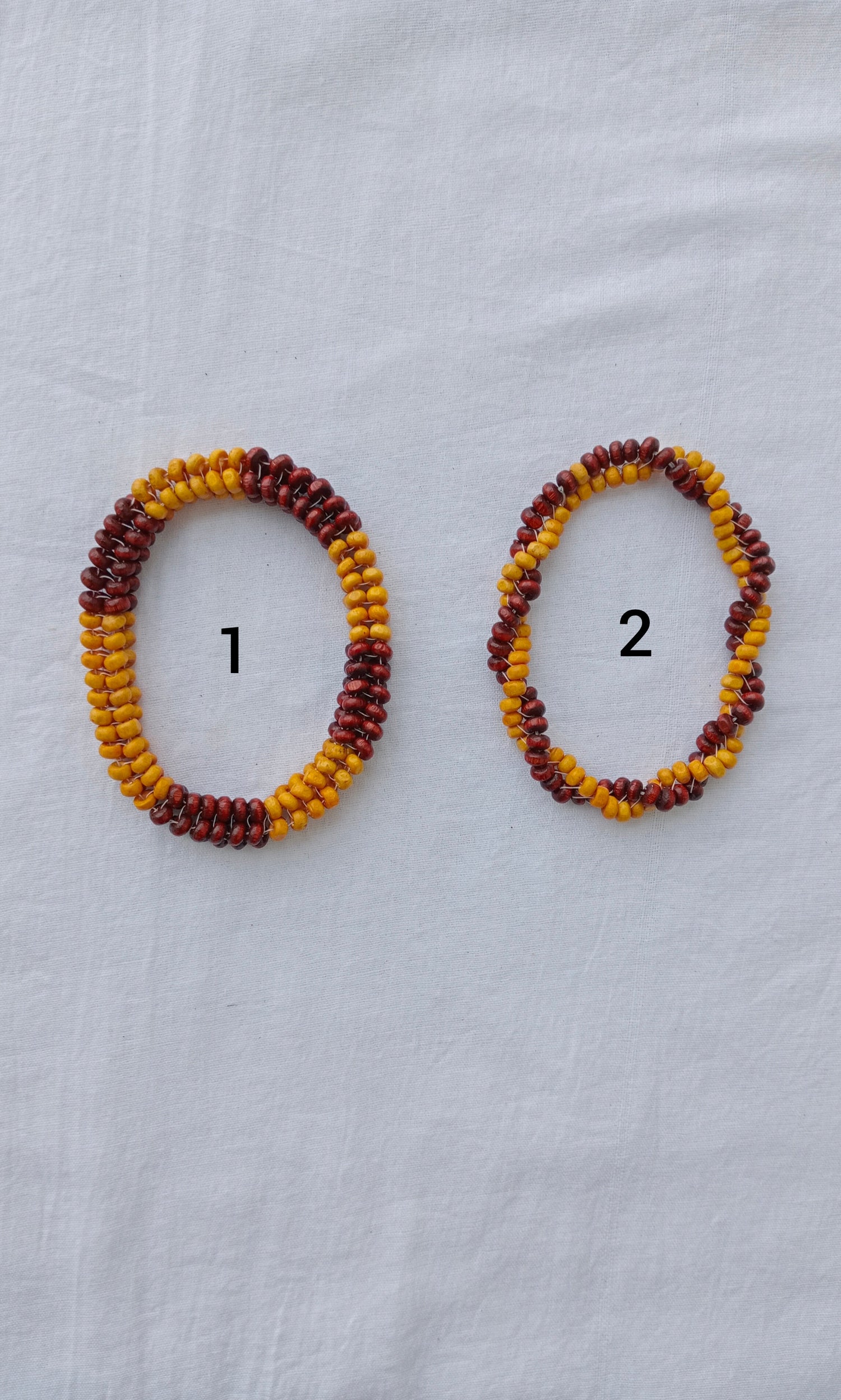Hand-woven Wooden Bead Bangle |Maroon & Mustard Yellow |  Minimalist & Elegant Designs