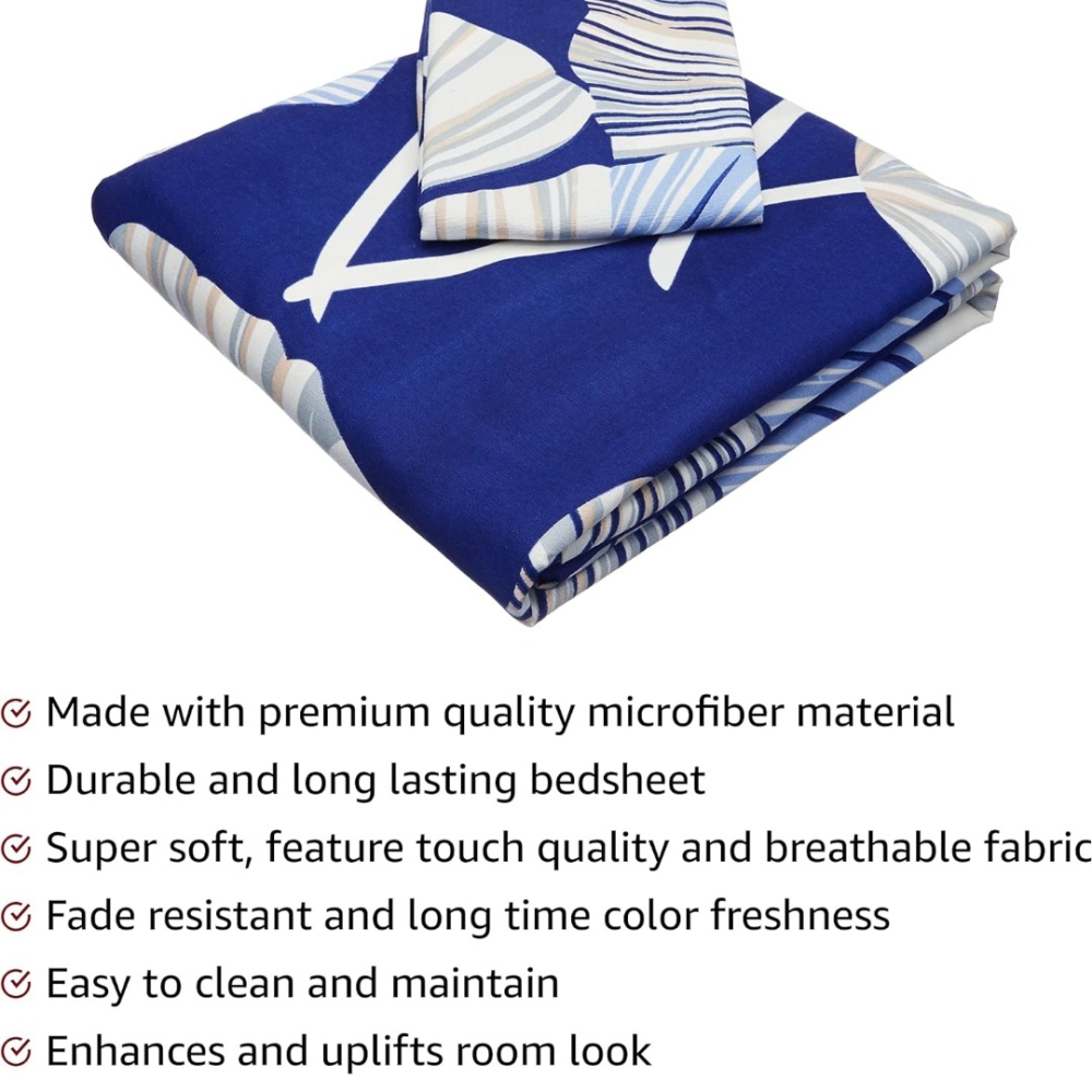 Kanaklata Polycotton Double Bed Bedsheet with 2 Pillow covers