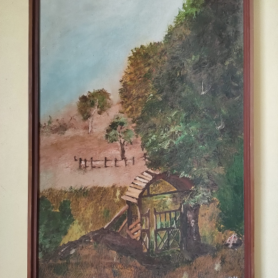 Farmhouse gate oil on board