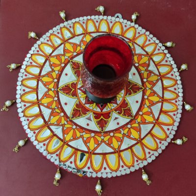 Decorated Base for Tea Light Candle Holder/Centre Piece