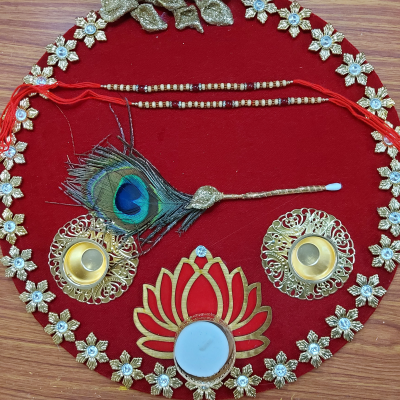 Golden flower Rakhi Thali Platter