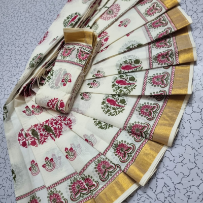 kerala cotton printed saree
