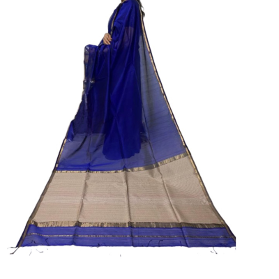 Maheshwari Handloom Jute Pallu Saree for Women