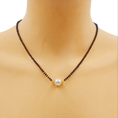 JHB GOLD PLATED BLACK BEAD SHORT MANGALSUTRA FOR WOMEN