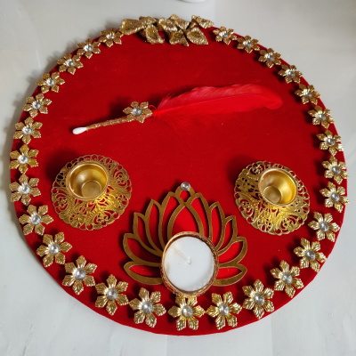 Red Velvet Pooja Thali