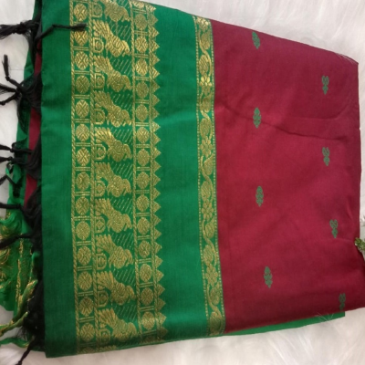Kalyani Cotton Saree_Maroon with Green