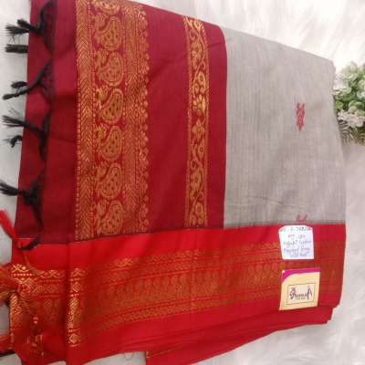 Kalyani Cotton Saree_Grey with Red