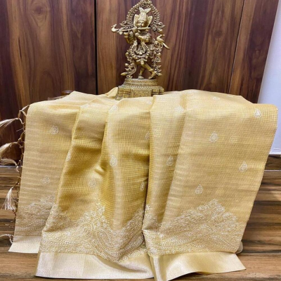 Linen Tissue Embroidered Saree