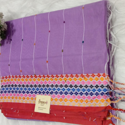 Bengal Cotton with Cross_Stitch Design_Lavender