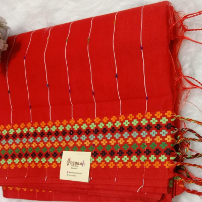 Bengal Cotton with Cross_Stitch Design_Red
