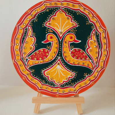 Meenakari painting on 6" round mdf board