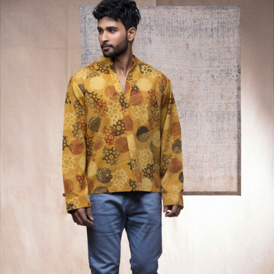 Hand Block Printed Ajrakh Sunshine Forever Kurta 1
