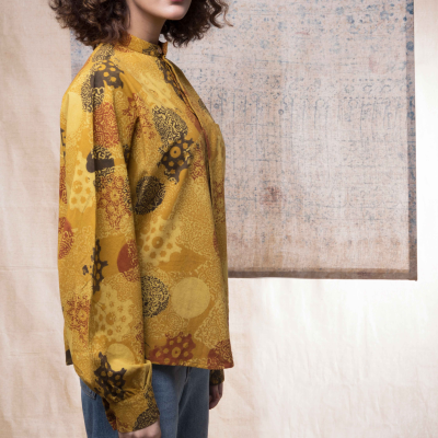 Cotton Handprinted Ajrakh Sunshine Jaapani Kimono Shirt 2