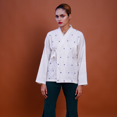 Kala Cotton Mirror Work Mughal Shirt 1