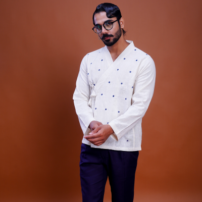 Kala Cotton Mirror Work Mughal Shirt 2