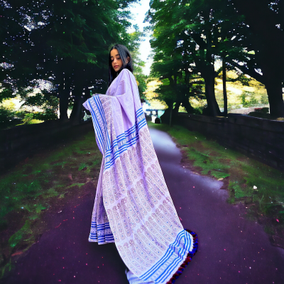 Purple Hand Block Printed Saree