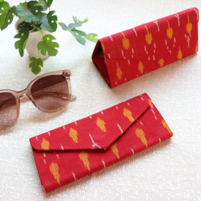 Nilah Collective Ikat Foldable Sunglass Case- Red and Yellow