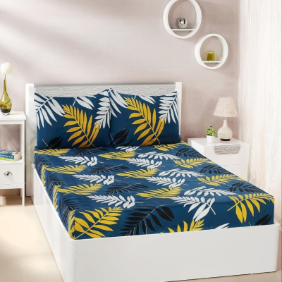 Kanaklata Poly Cotton Double bed Bedsheet with 2 pillow covers