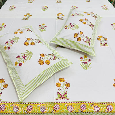Premium Cotton Handblocked Bedsheets