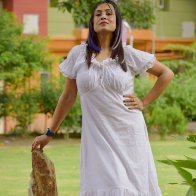 ARIA WHISPERS – Handwoven Muslin Cotton Frilled Summer Designer wear