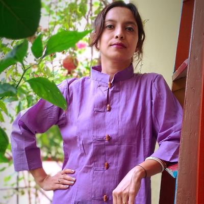 MANDARIN VIBES – Handmade Indo Western Flared Cotton Casual ,Summer Dress