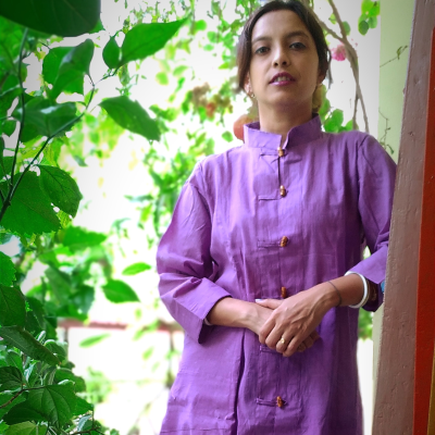 MANDARIN VIBES II– Handmade Indo Western Flared Cotton Casual ,Summer Dress