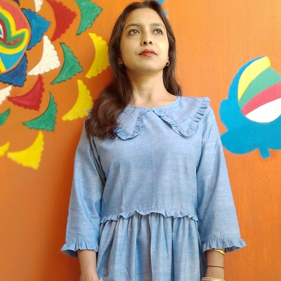 SERENE VIBES – Frilled shirt Collared ,high Waist Summer Dress