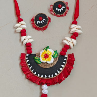 Clay with fabic jewellery
