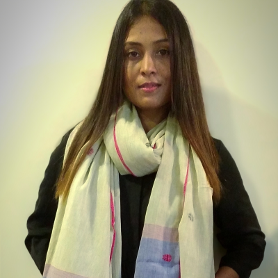 MISTY-HANDWOVEN PURE JAMDANI DESIGNER STOLE