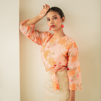 Cross-Over top | Crafted from a pre-loved handwoven saree