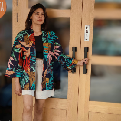 Free Size Palm leaf Kimono-Shrug