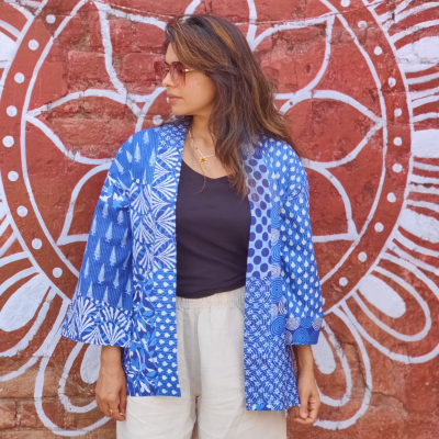 Free Size Indigo Kimono-shrug