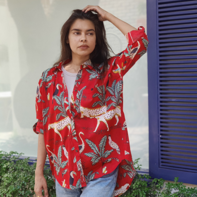 Free Size Laal jungle Designer Shirt
