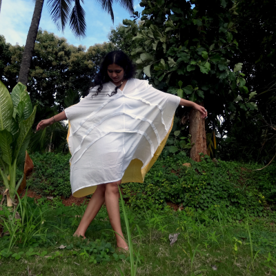 DC 'Sun dance' Mid-length dress| Anti-fit, Hand-painted, Zero-waste design