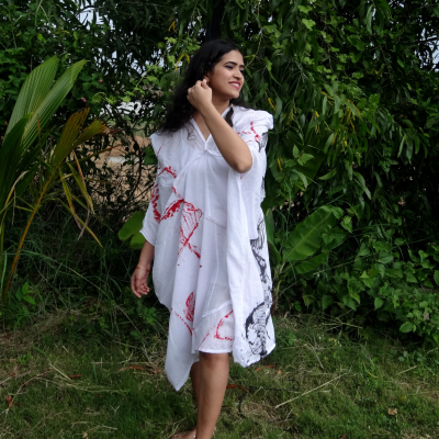 DC 'New Beginning' dress| Anti-fit, Hand-painted, Zero-waste design
