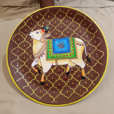 Hand painted Pichwai Cow Decorative Plate