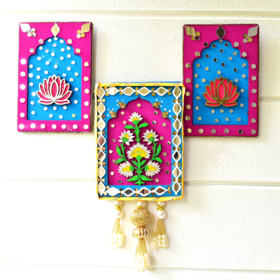 Floral Rajasthani Jharokha, Traditional Indian Wall Art, Housewarming Gifts