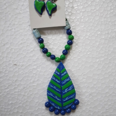 Hand made Leaf Terracotta jewellery necklace set