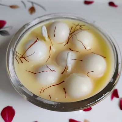 Rasmalai Shaped scented handcrafted Soya wax Candle