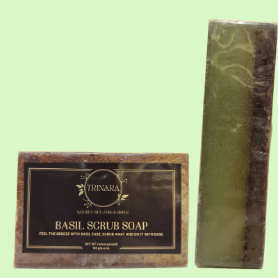 BASIL SCRUB HANDMADE PURE SOAP-125gm