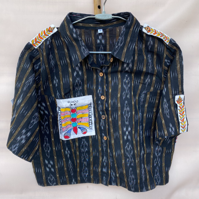 Blouse Top - Madhubani Butterfly on Sambalpuri Ikkat